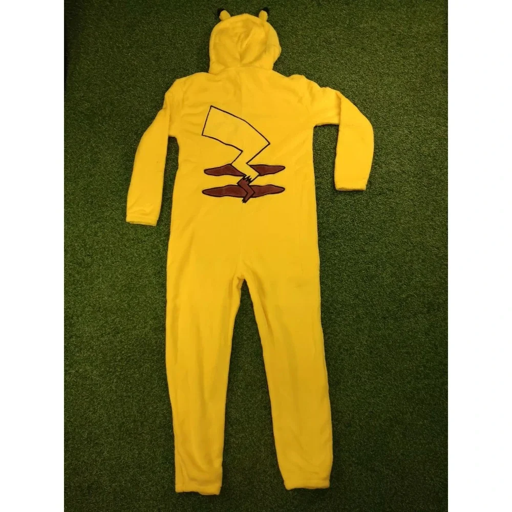 Yellow‎ Pikachu Pajama Jump Suit Embroidery Fleece Full Length Boys 8/10